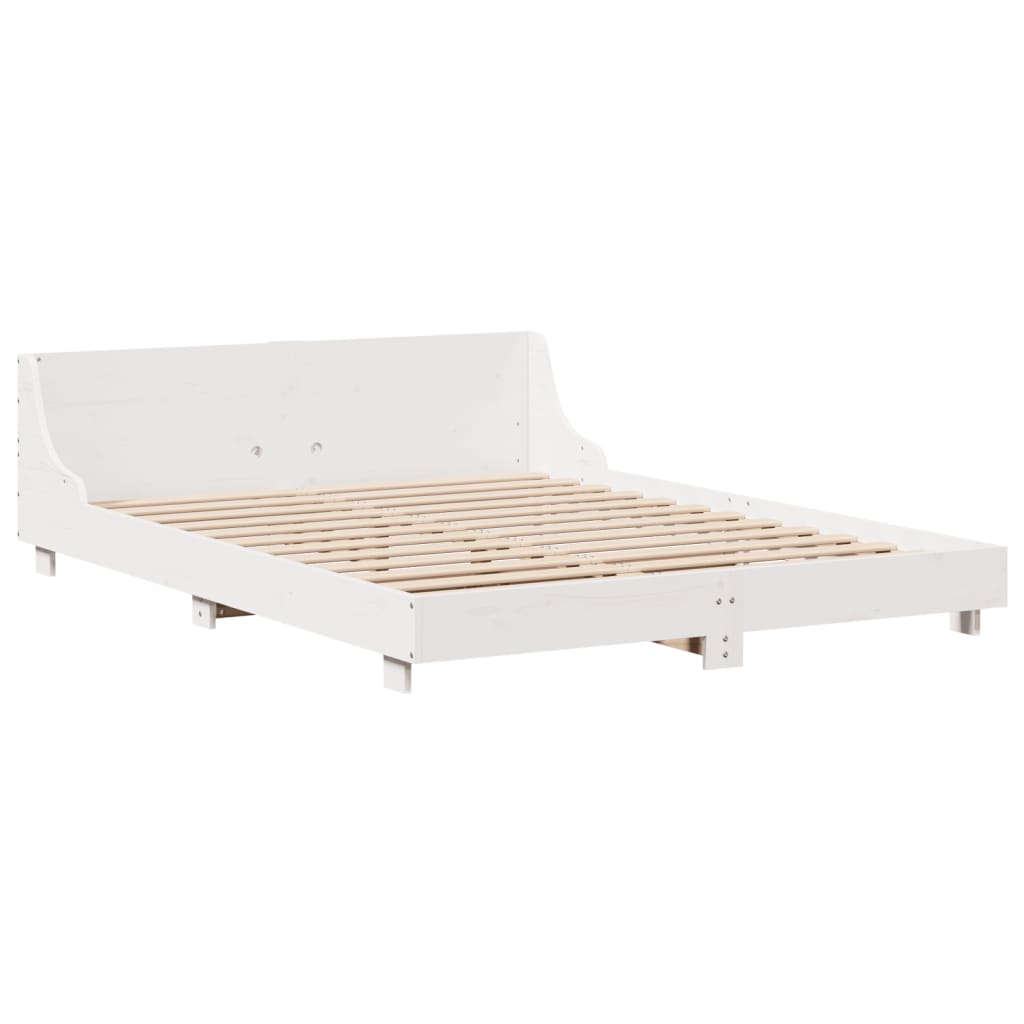 Cadre de lit sans matelas blanc 135x190 cm bois de pin massif