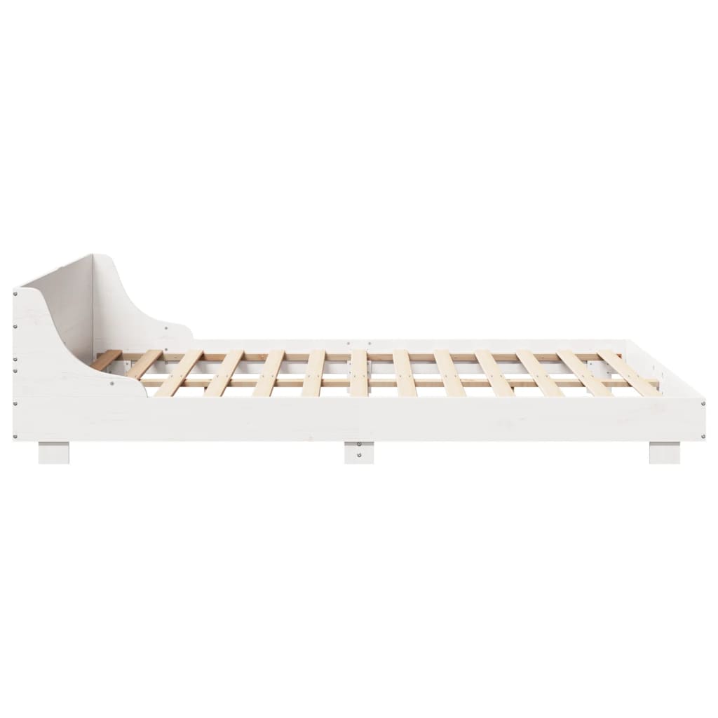 Cadre de lit sans matelas blanc 120x190 cm bois de pin massif