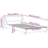 Cadre de lit sans matelas blanc 75x190 cm bois de pin massif