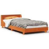 Bed frame without mattress brown wax 75x190 cm solid pine wood