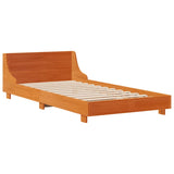 Bed frame without mattress brown wax 75x190 cm solid pine wood