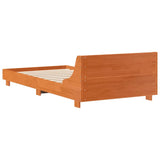 Bed frame without mattress brown wax 75x190 cm solid pine wood