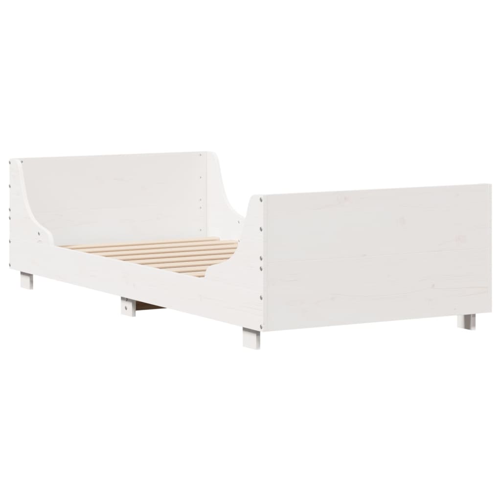 Cadre de lit sans matelas blanc 90x200 cm bois de pin massif