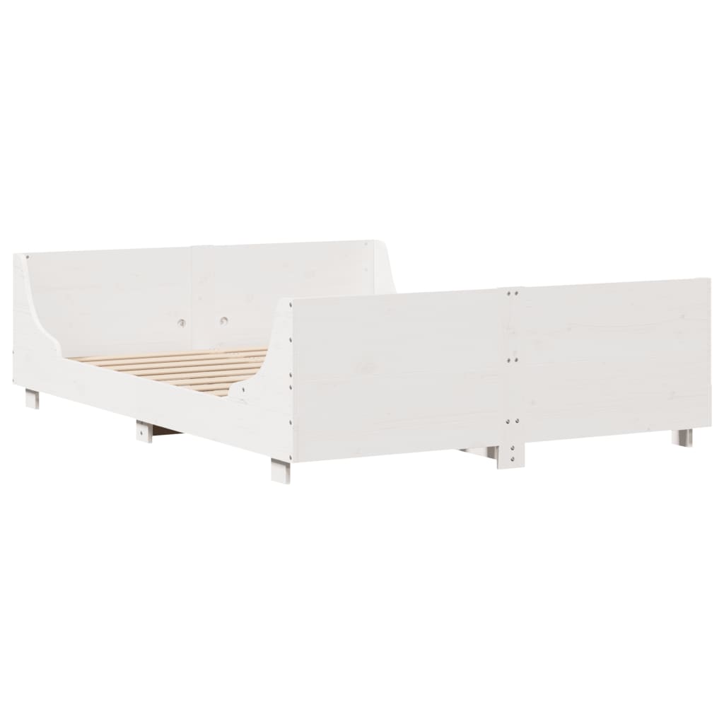 Cadre de lit sans matelas blanc 120x190 cm bois de pin massif