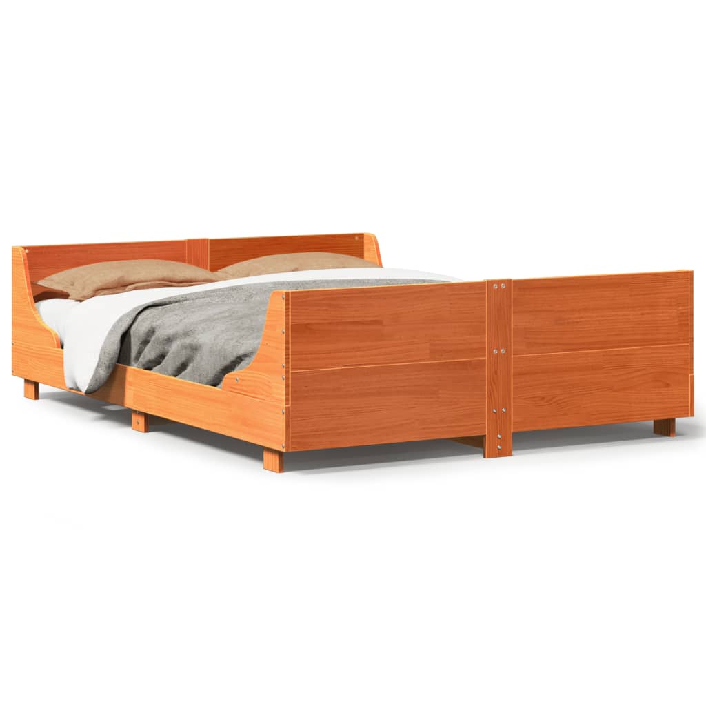 Cadre de lit sans matelas cire marron 120x190cm bois pin massif