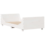 Cadre de lit sans matelas blanc 75x190 cm bois de pin massif