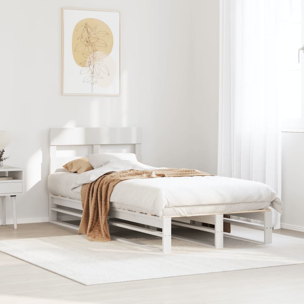 Cadre de lit sans matelas blanc 90x200 cm bois de pin massif