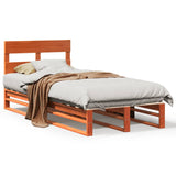 Bed frame without mattress brown wax 90x200 cm solid pine wood