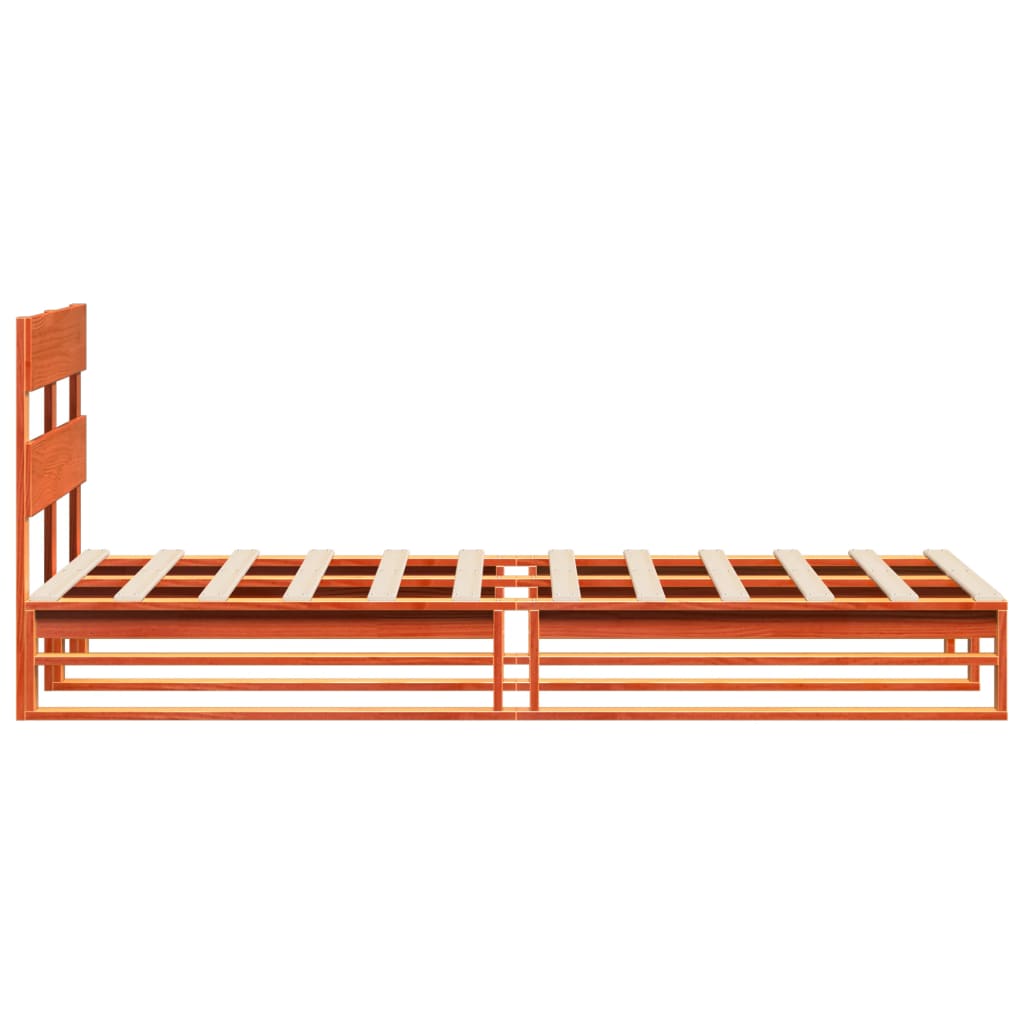 Bed frame without mattress brown wax 90x200 cm solid pine wood