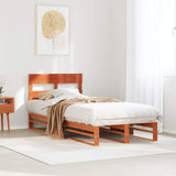 Bed frame without mattress brown wax 90x200 cm solid pine wood