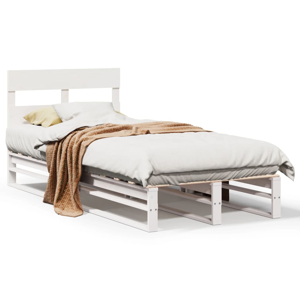 Cadre de lit sans matelas blanc 100x200 cm bois de pin massif