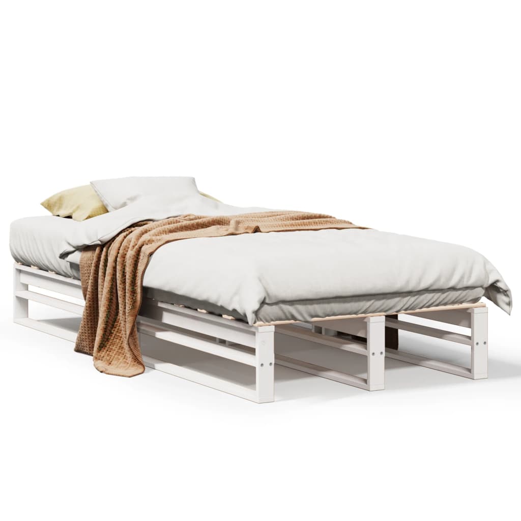 Cadre de lit sans matelas blanc 90x200 cm bois de pin massif