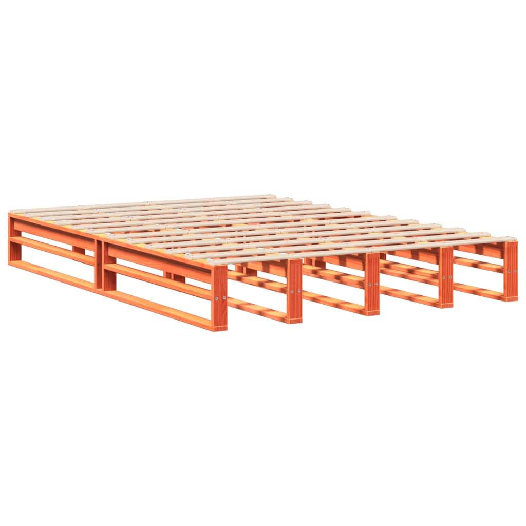 Cadre de lit sans matelas cire marron 150x200cm bois pin massif