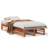 Cadre de lit sans matelas cire marron 75x190 cm bois pin massif