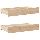 Tiroirs sous le lit avec roulettes 2 pcs 95x55x16 cm pin massif