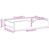 Tiroirs sous le lit avec roulettes 2 pcs 80x55x16 cm pin massif