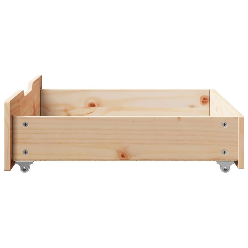 Tiroirs sous le lit avec roulettes 2 pcs 75x55x16 cm pin massif