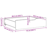 Tiroirs sous le lit avec roulettes 2 pcs 75x55x16 cm pin massif