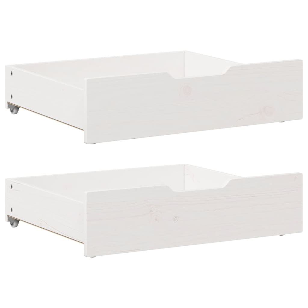 Tiroirs sous le lit 2 pcs blanc 75x55x16 cm bois de pin massif