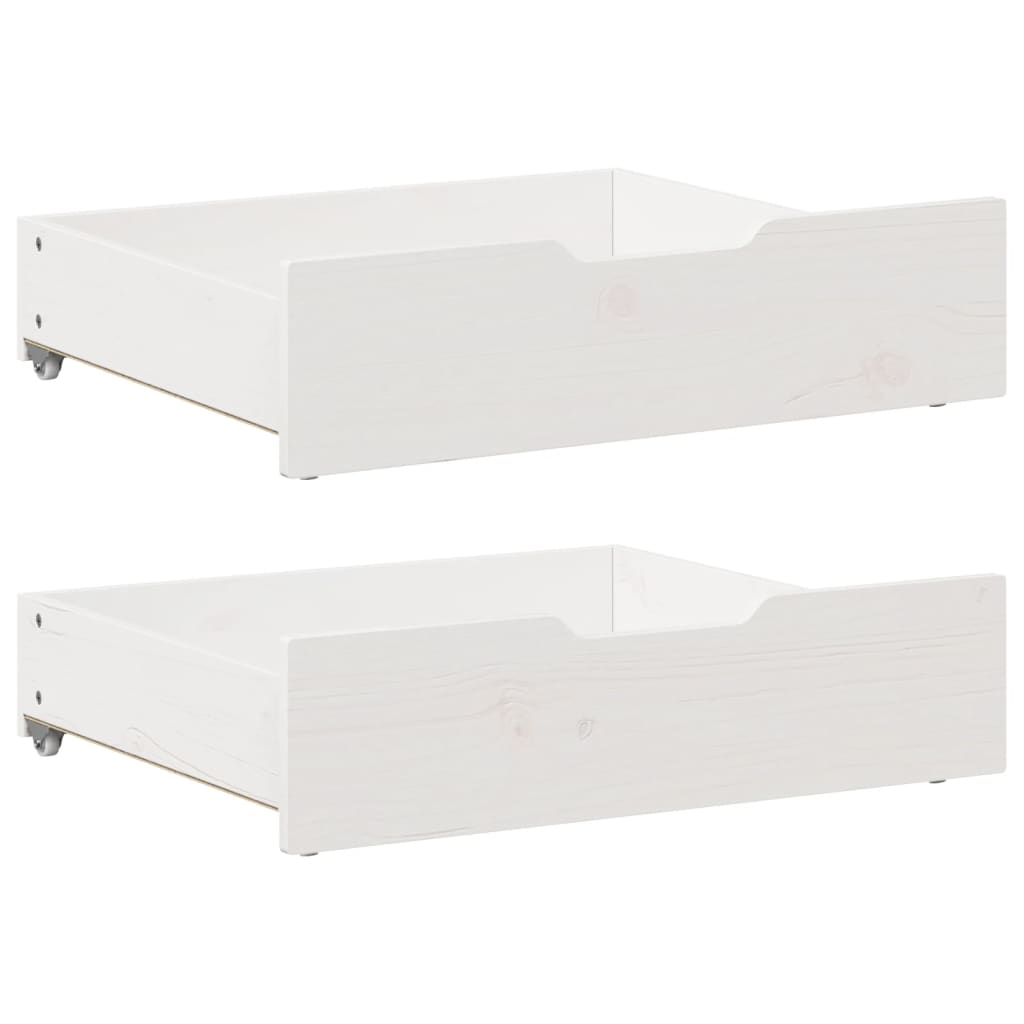 Tiroirs sous le lit 2 pcs blanc 65x55x16 cm bois de pin massif