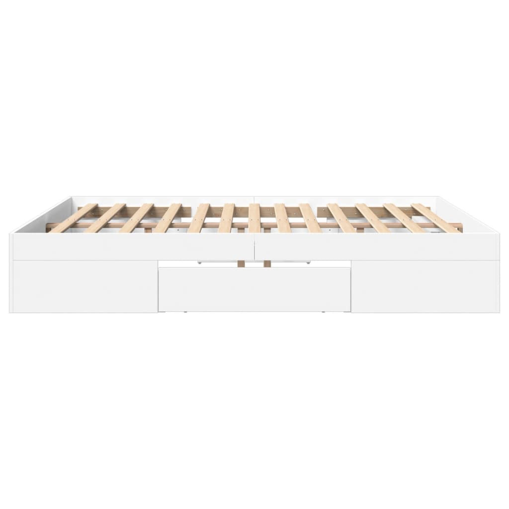 Cadre de lit sans matelas blanc 200x200 cm bois d'ingénierie