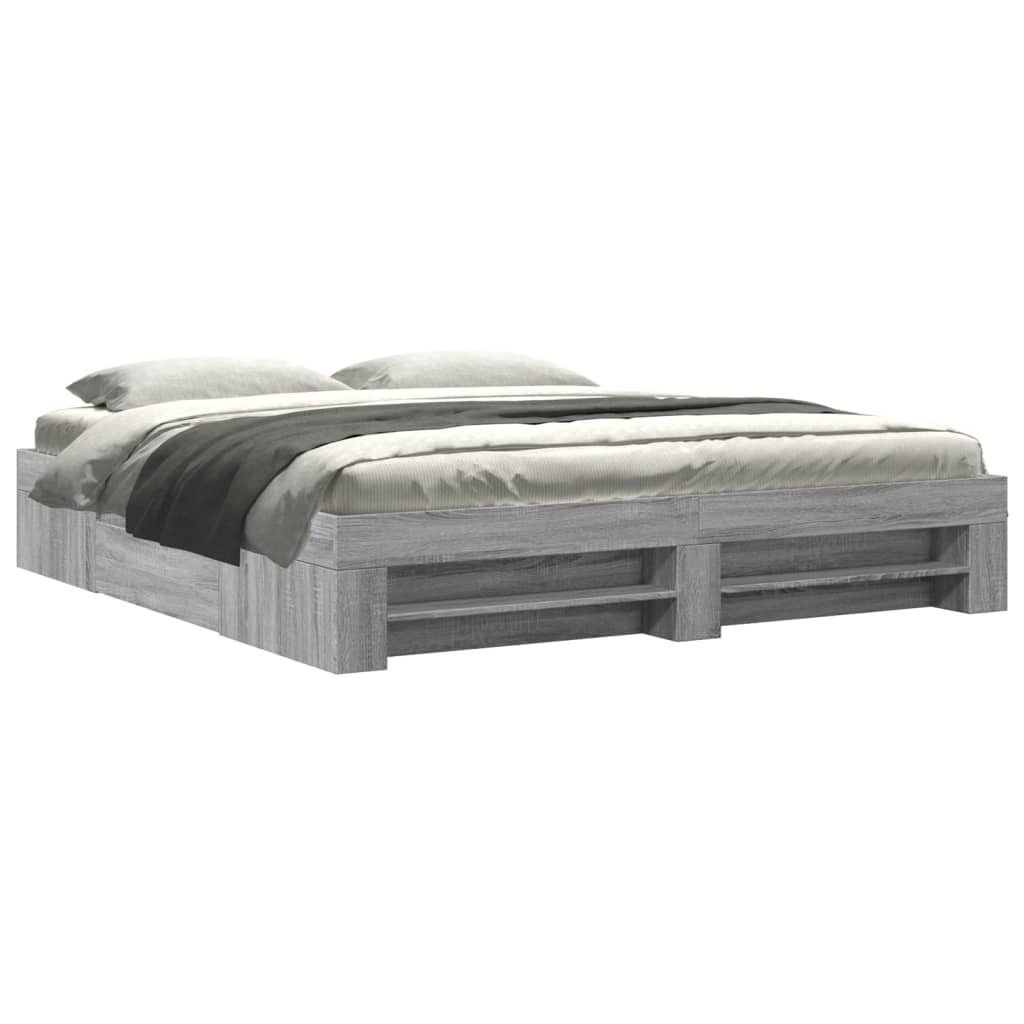 Cadre de lit sans matelas sonoma gris 200x200 cm