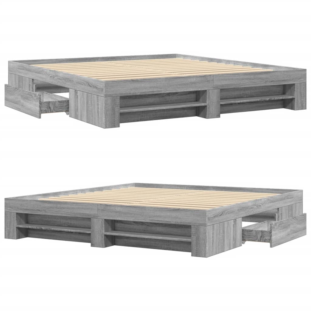 Cadre de lit sans matelas sonoma gris 200x200 cm