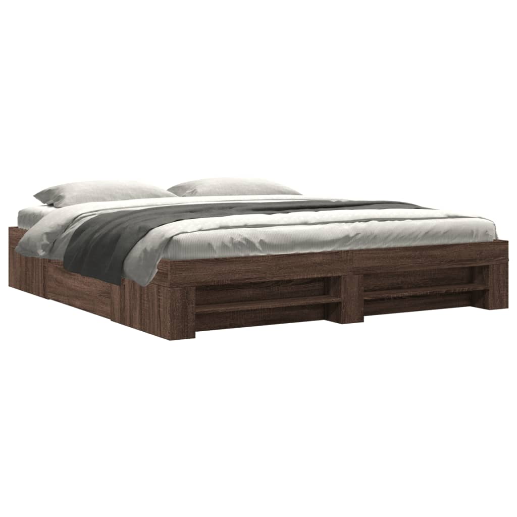 Bed frame without mattress brown oak 200x200 cm