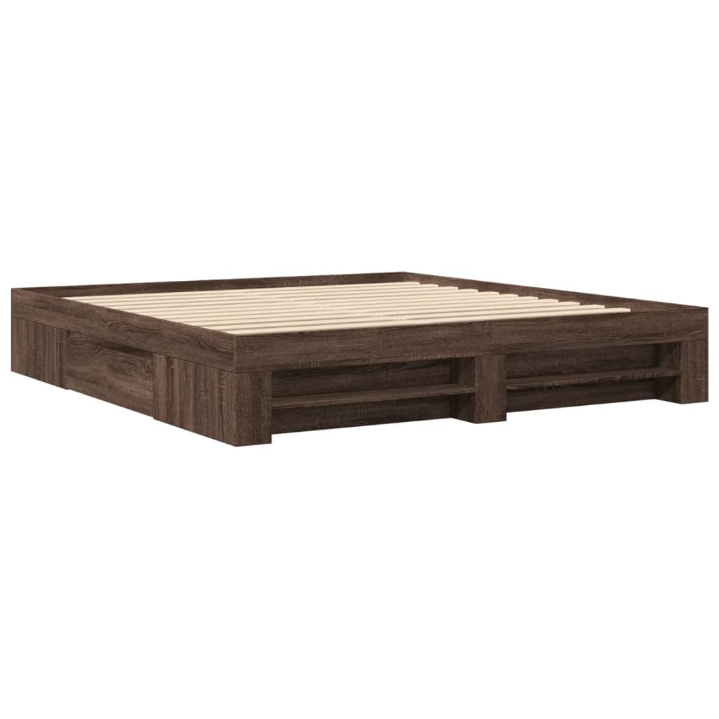 Bed frame without mattress brown oak 200x200 cm