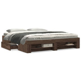 Bed frame without mattress brown oak 200x200 cm