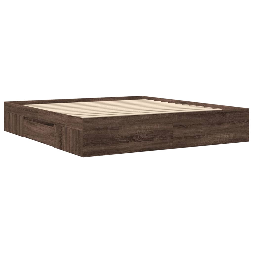 Bed frame without mattress brown oak 200x200 cm