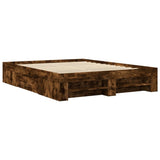 Cadre de lit sans matelas chêne fumé 160x200 cm bois ingénierie