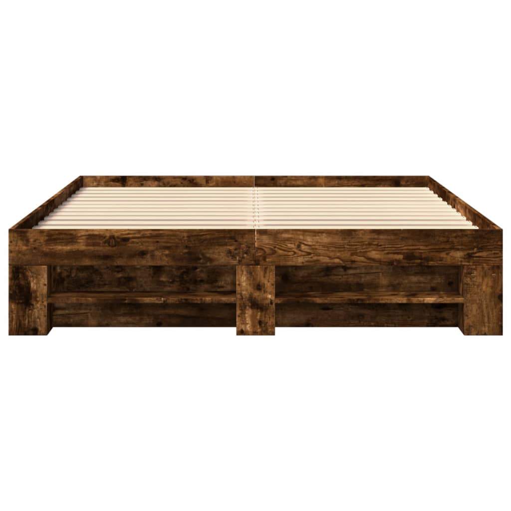 Cadre de lit sans matelas chêne fumé 160x200 cm bois ingénierie