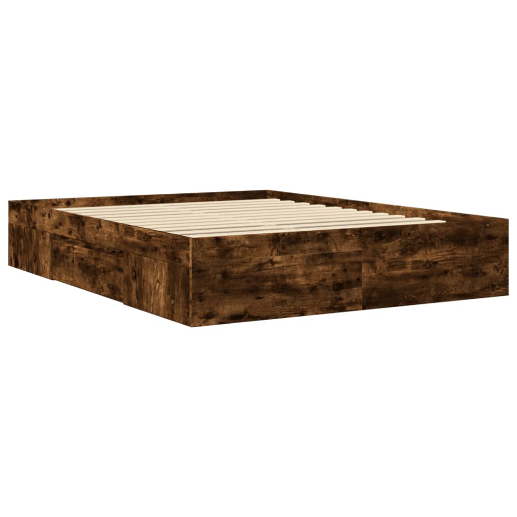 Cadre de lit sans matelas chêne fumé 160x200 cm bois ingénierie