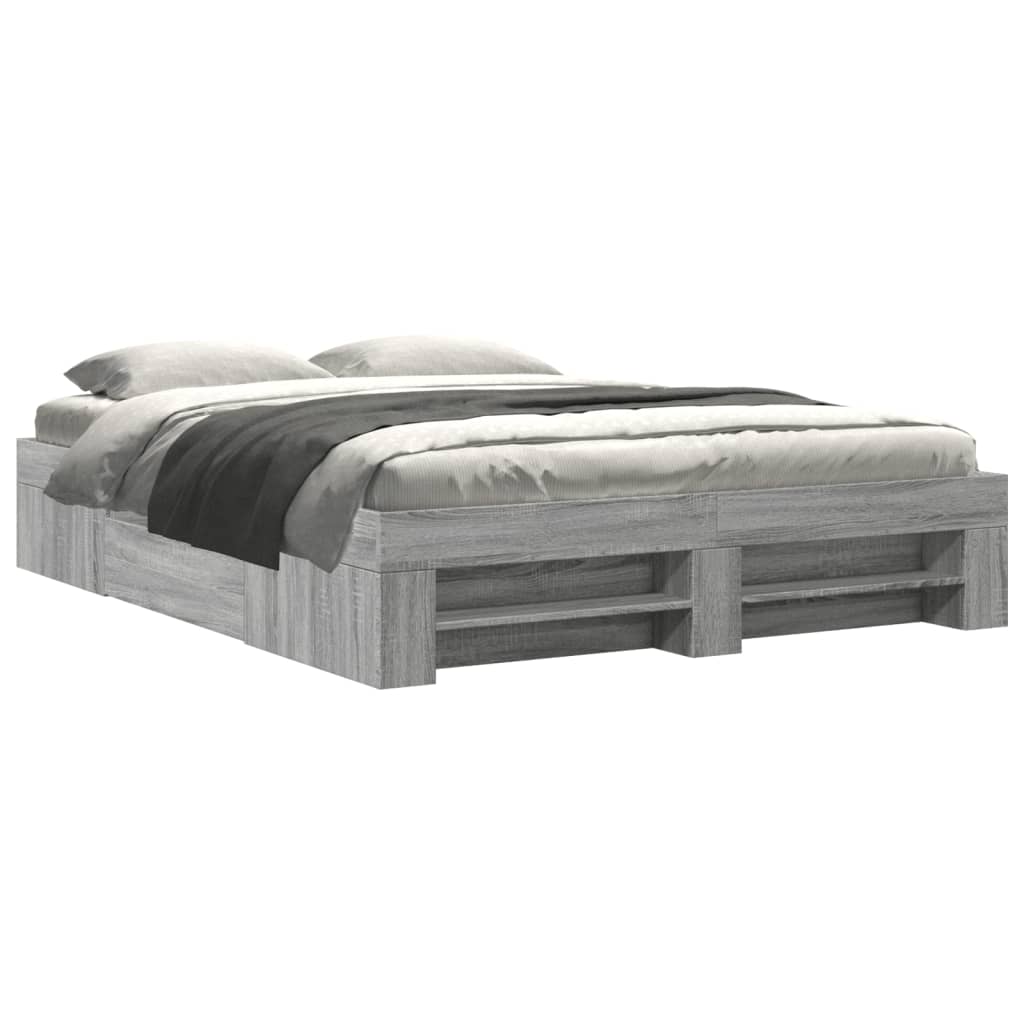 Cadre de lit sans matelas sonoma gris 160x200cm bois ingénierie