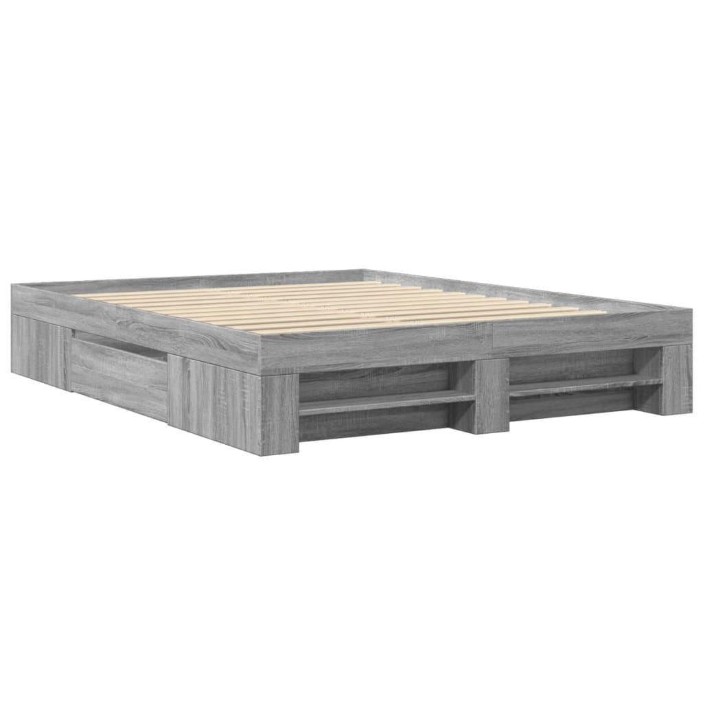 Cadre de lit sans matelas sonoma gris 160x200cm bois ingénierie