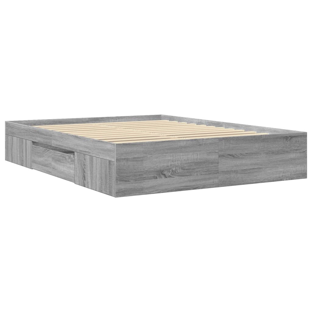 Cadre de lit sans matelas sonoma gris 160x200cm bois ingénierie