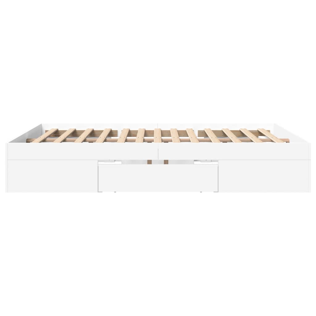 Cadre de lit sans matelas blanc 150x200 cm bois d'ingénierie