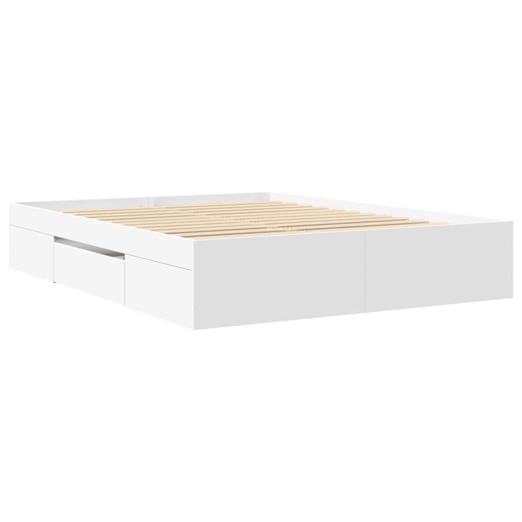 Cadre de lit sans matelas blanc 150x200 cm bois d'ingénierie