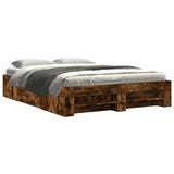 Cadre de lit sans matelas chêne fumé 150x200 cm bois ingénierie