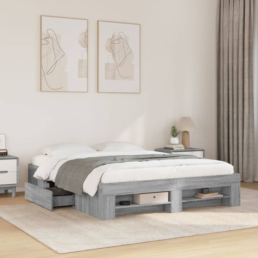 Cadre de lit sans matelas sonoma gris 150x200 cm