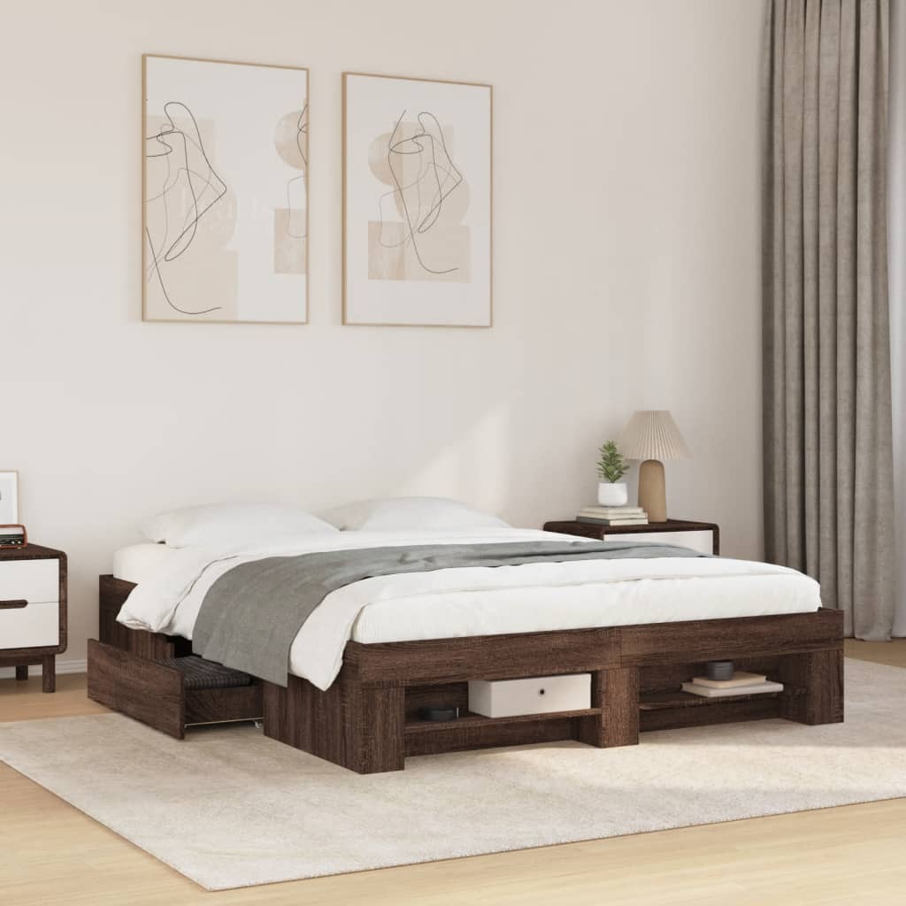 Cadre de lit sans matelas chêne marron 150x200 cm