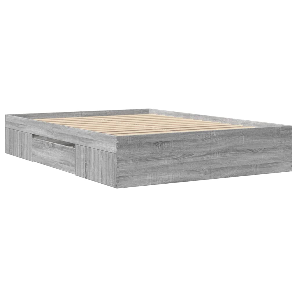 Bettgestell ohne Matratze Sonoma grau 120x200cm Holzwerkstoff