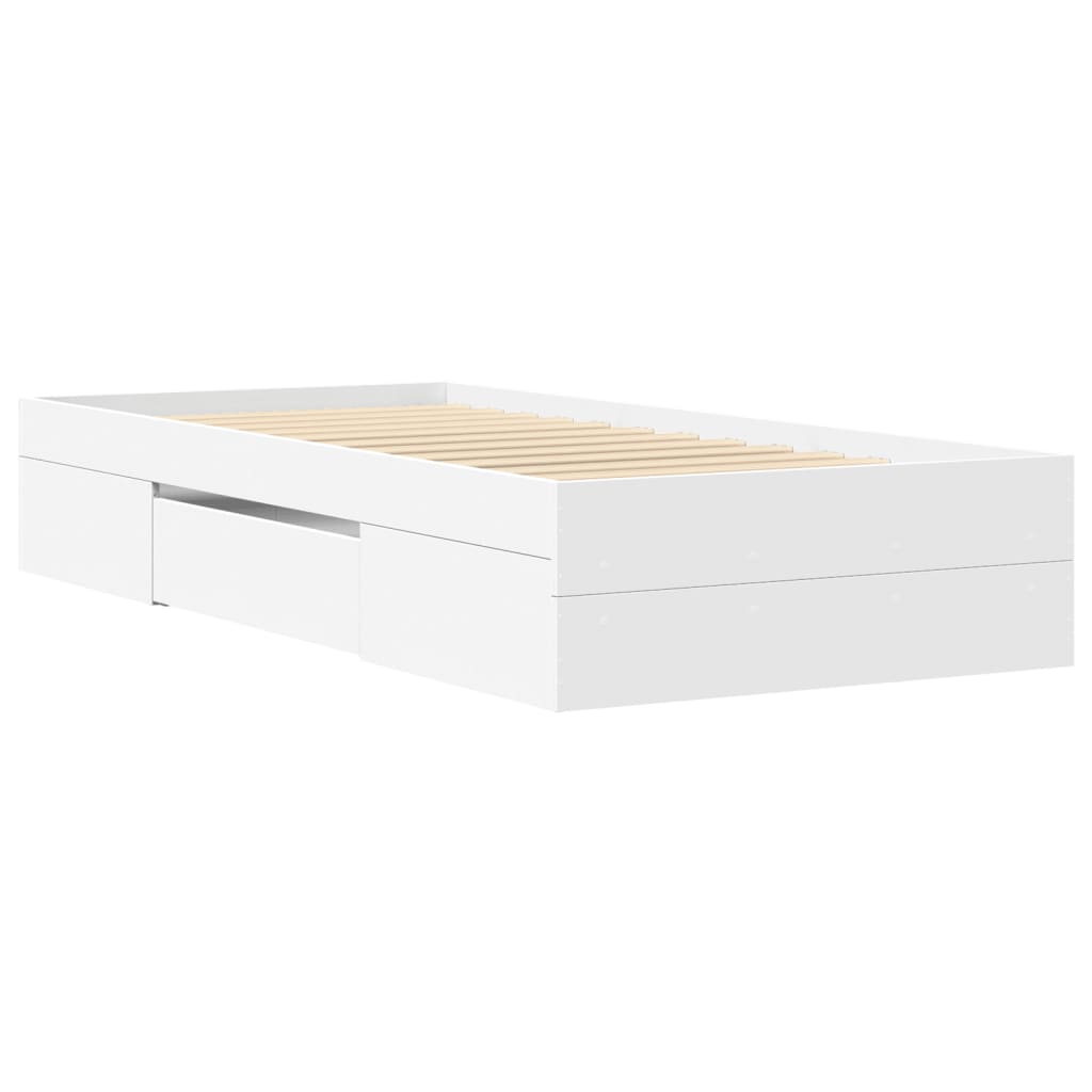 Cadre de lit sans matelas blanc 90x200 cm bois d'ingénierie