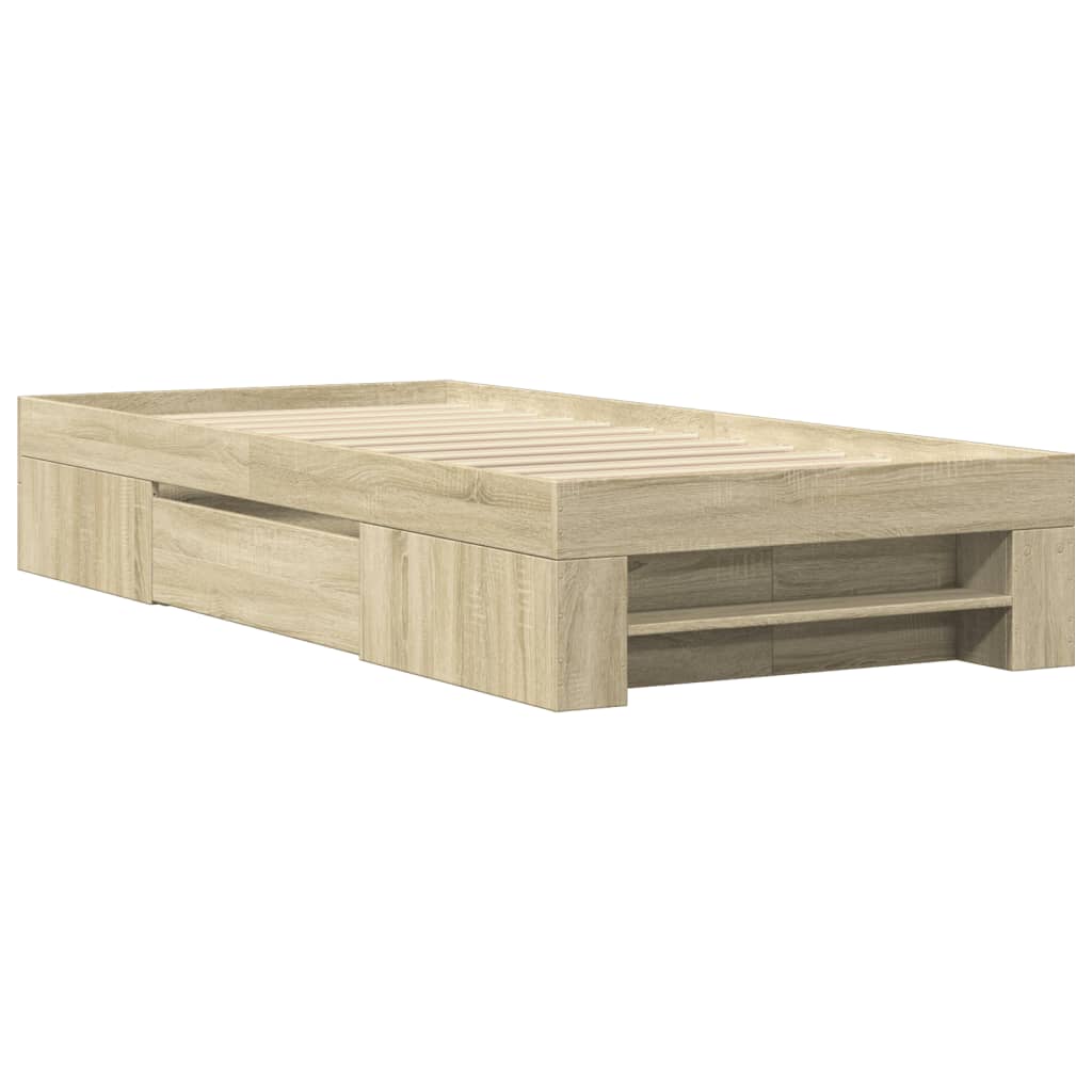 Bed frame without mattress sonoma oak 90x200 cm