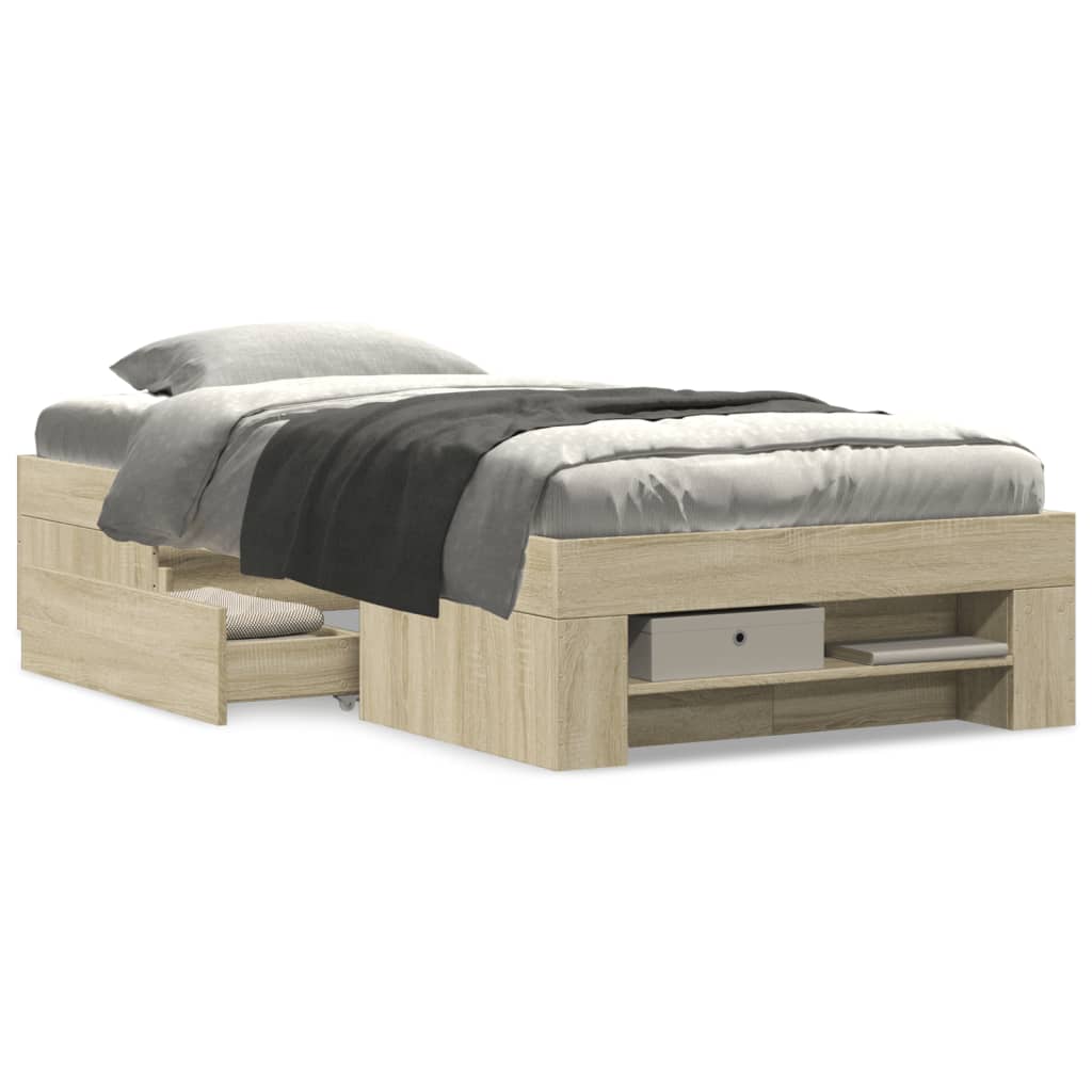 Bed frame without mattress sonoma oak 90x200 cm