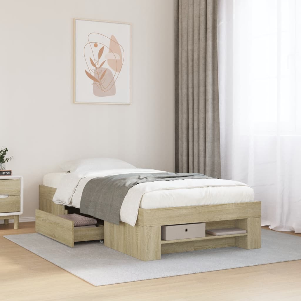 Bed frame without mattress sonoma oak 90x200 cm