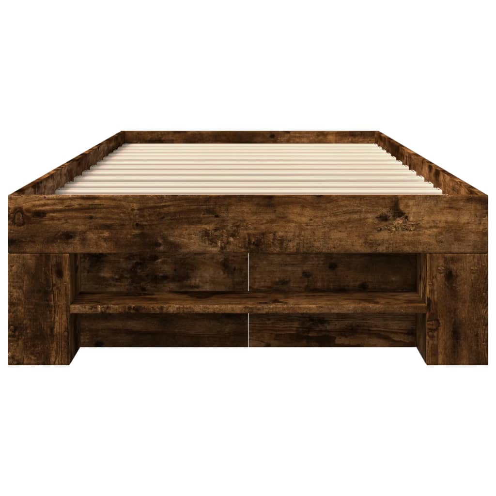 Cadre de lit sans matelas chêne fumé 90x200cm bois d'ingénierie