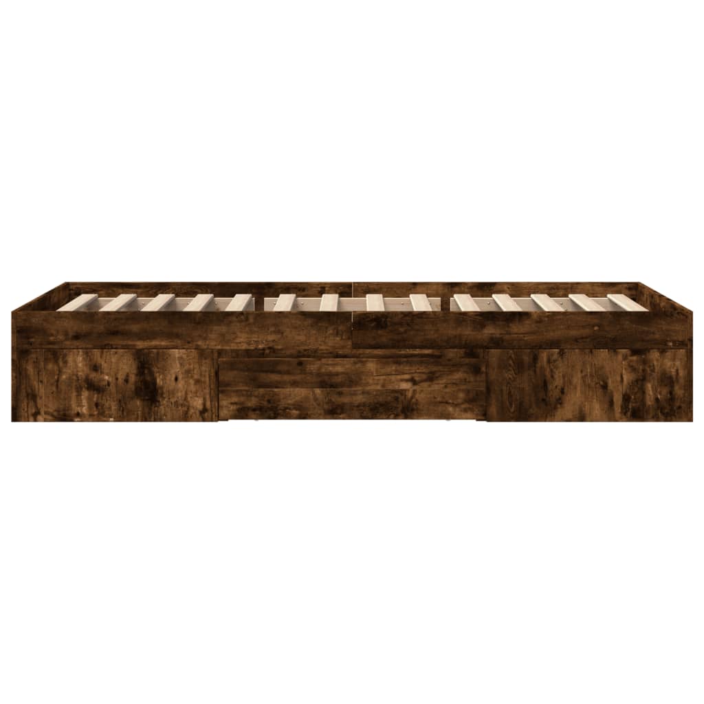 Cadre de lit sans matelas chêne fumé 90x200cm bois d'ingénierie