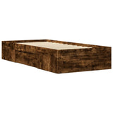 Cadre de lit sans matelas chêne fumé 90x200cm bois d'ingénierie